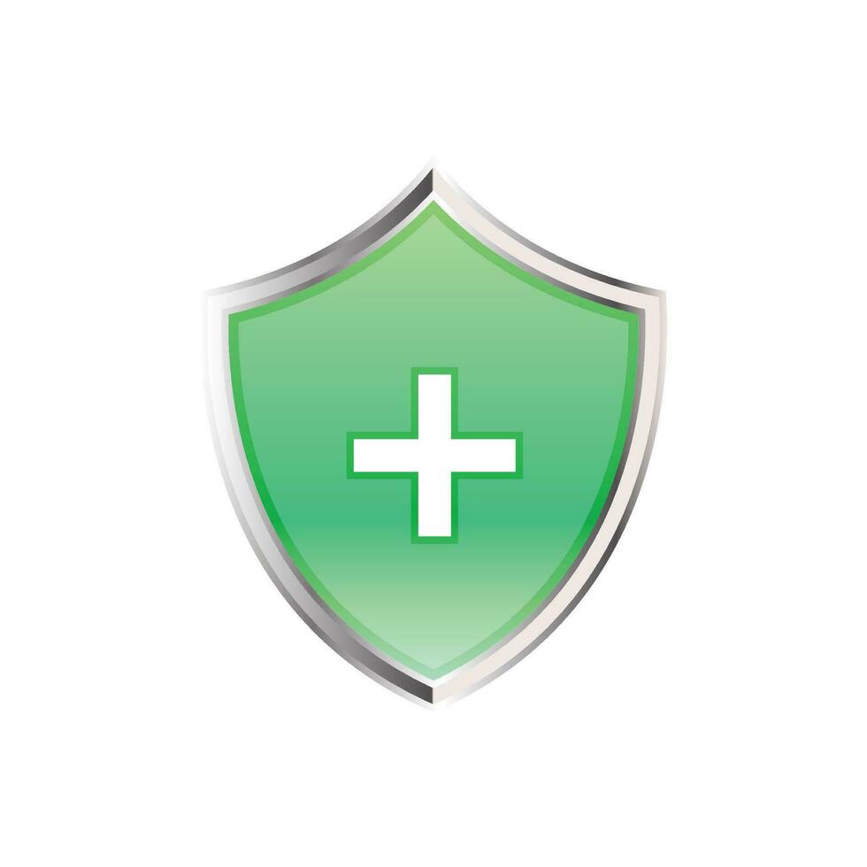 Vector medical shield protection symbol with cross sign