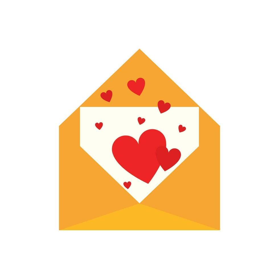 Vector pink envelope with love letter and hearts