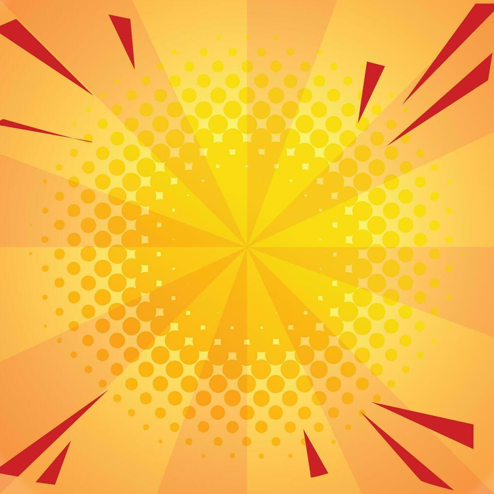 Vector yellow abstract background pop art background for poster or book in yellow color radial rays backdrop