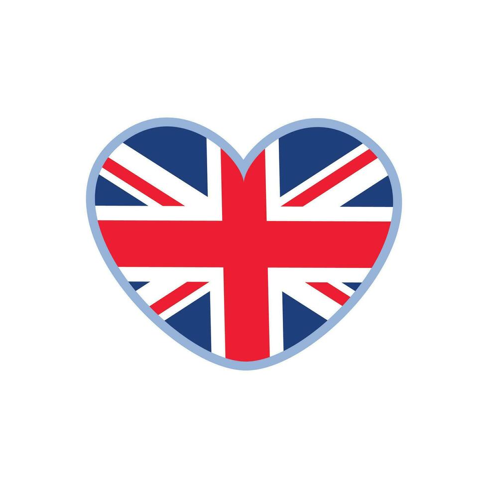 Vector heart shape british flag on white background