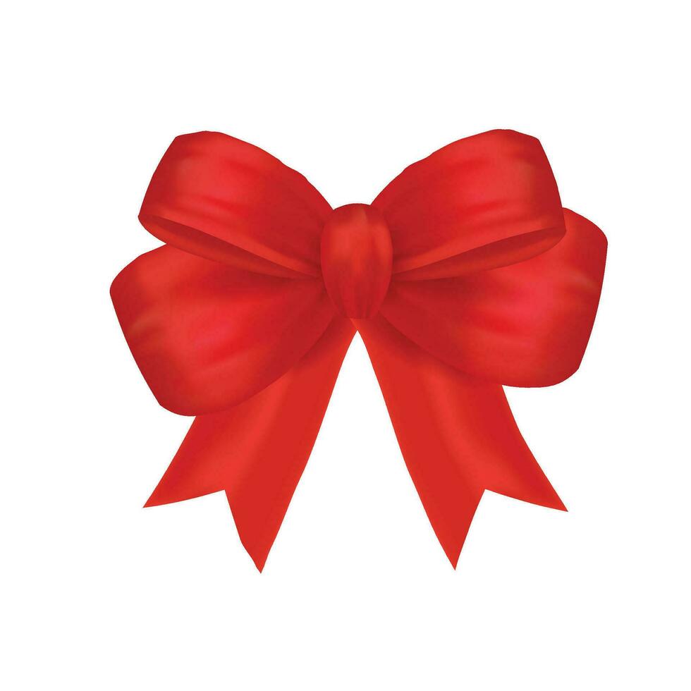 Vector realistic red bow isolated on white