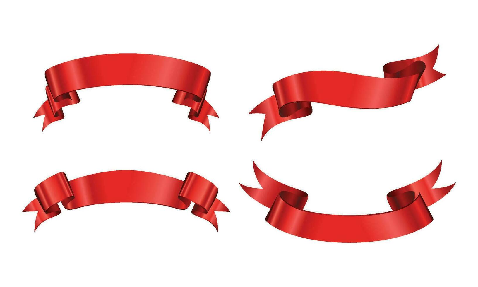 Vector red glossy ribbon vector banners set. ribbon label red glossy, ribbon curled tag