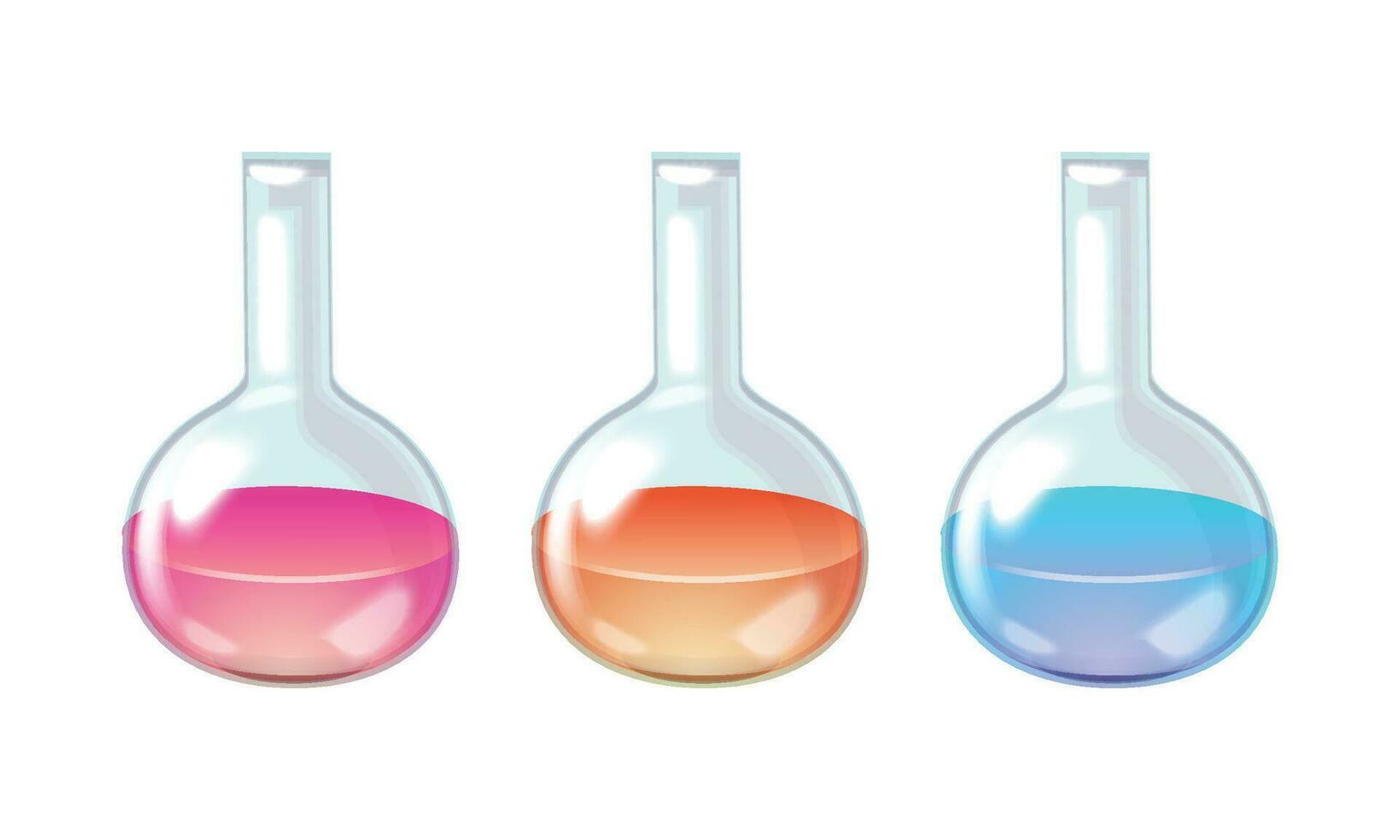 Vector beakers and flasks with chemical set