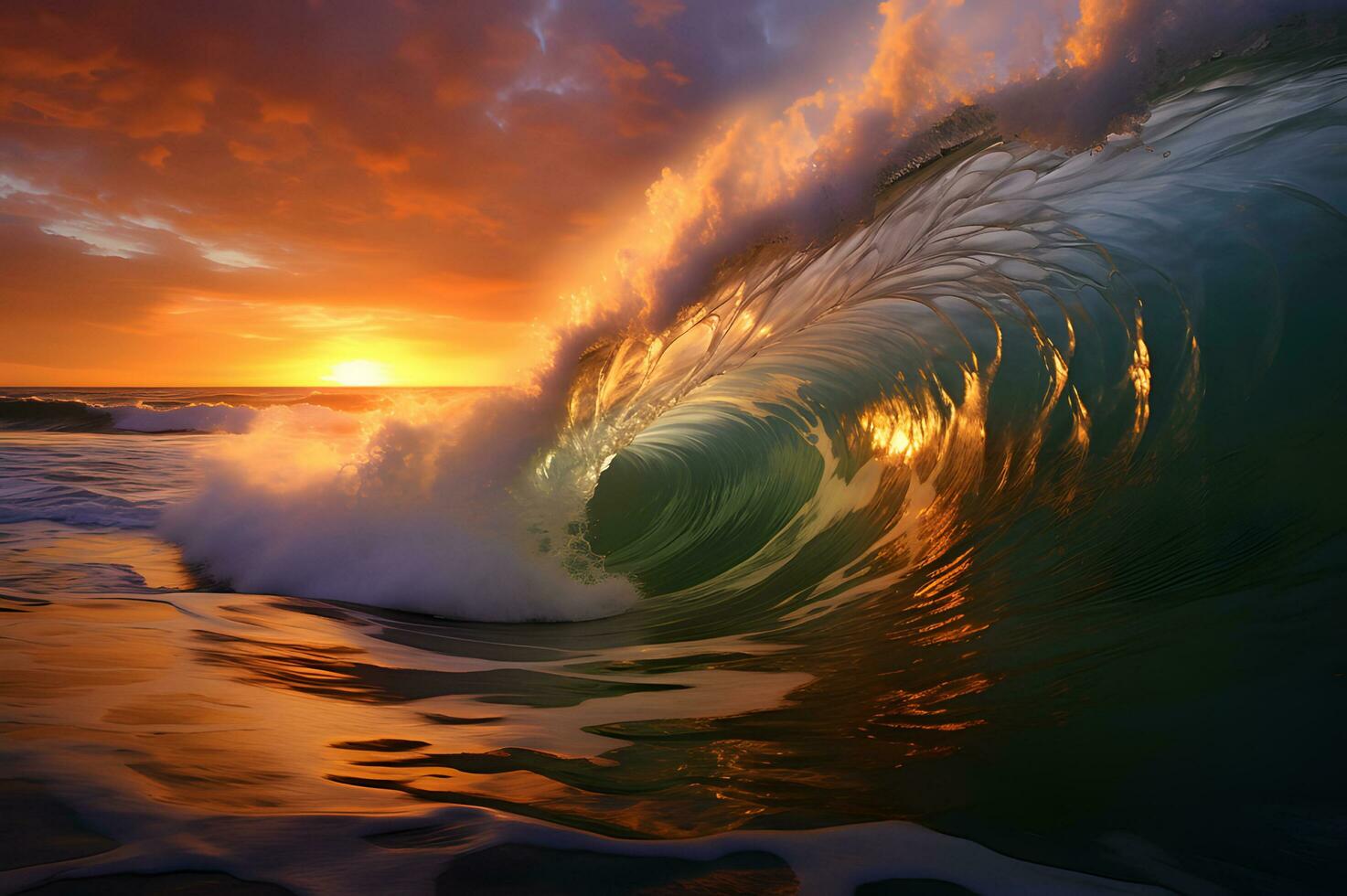 View trough a dramatic ocean wave photo