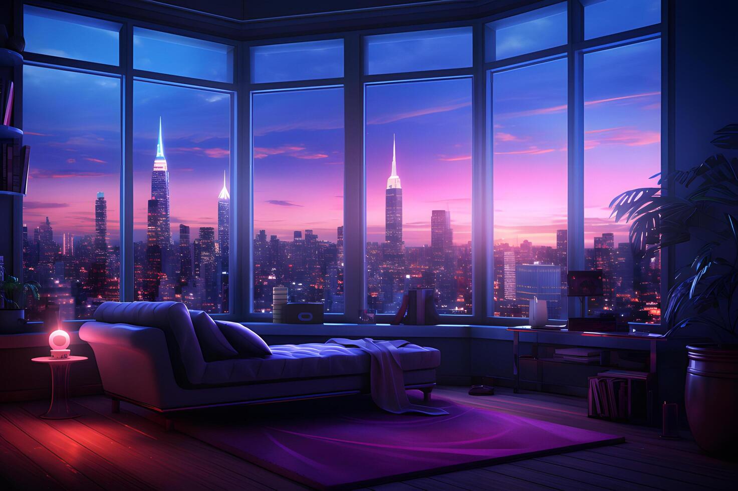 Room with purple ambient lightning 27614571 Stock Photo at Vecteezy