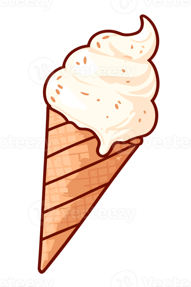 Ice cream waffle cone clip art isolated on transparent background. AI Generative png