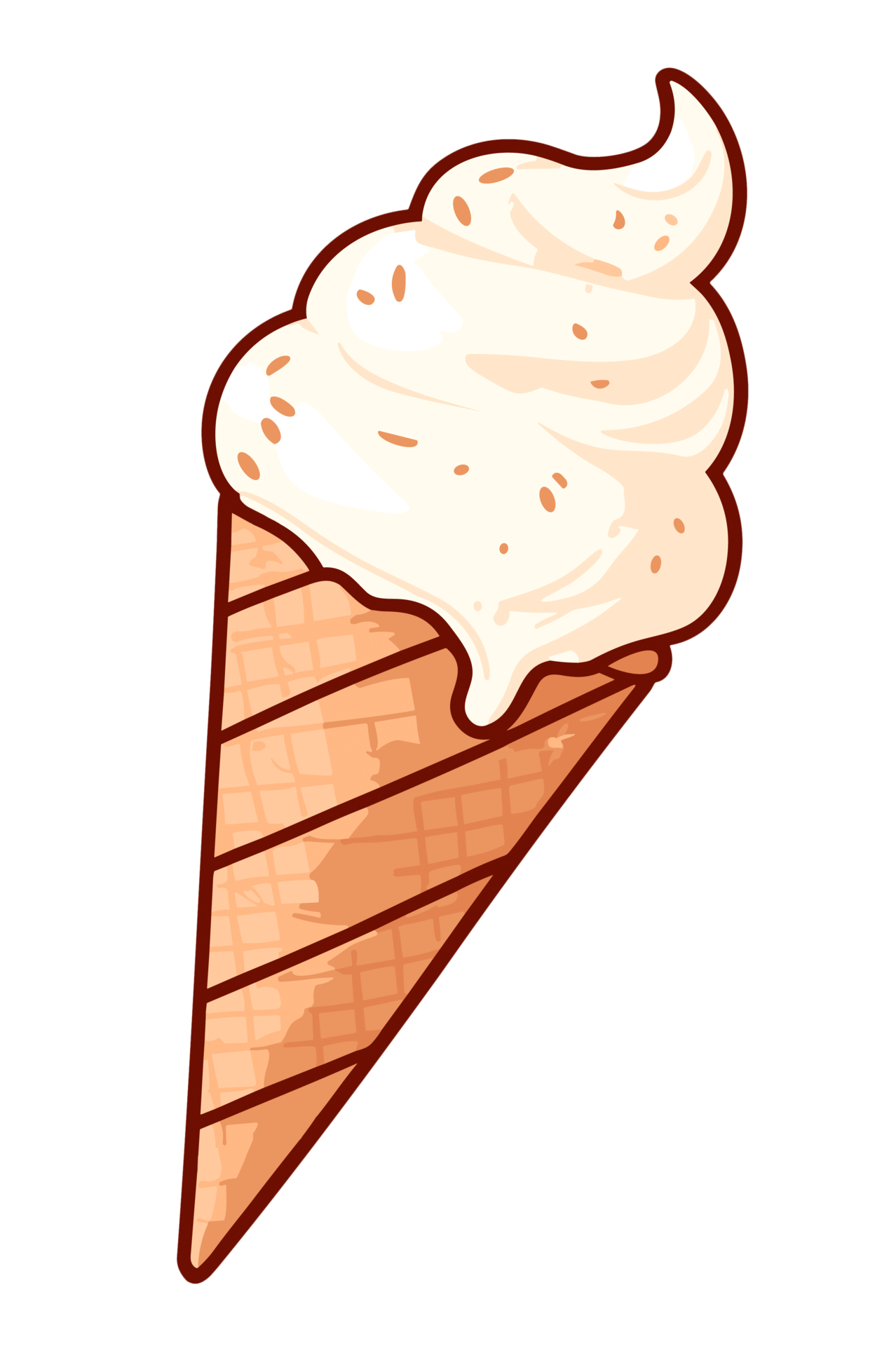 Ice cream waffle cone clip art isolated on transparent background. AI