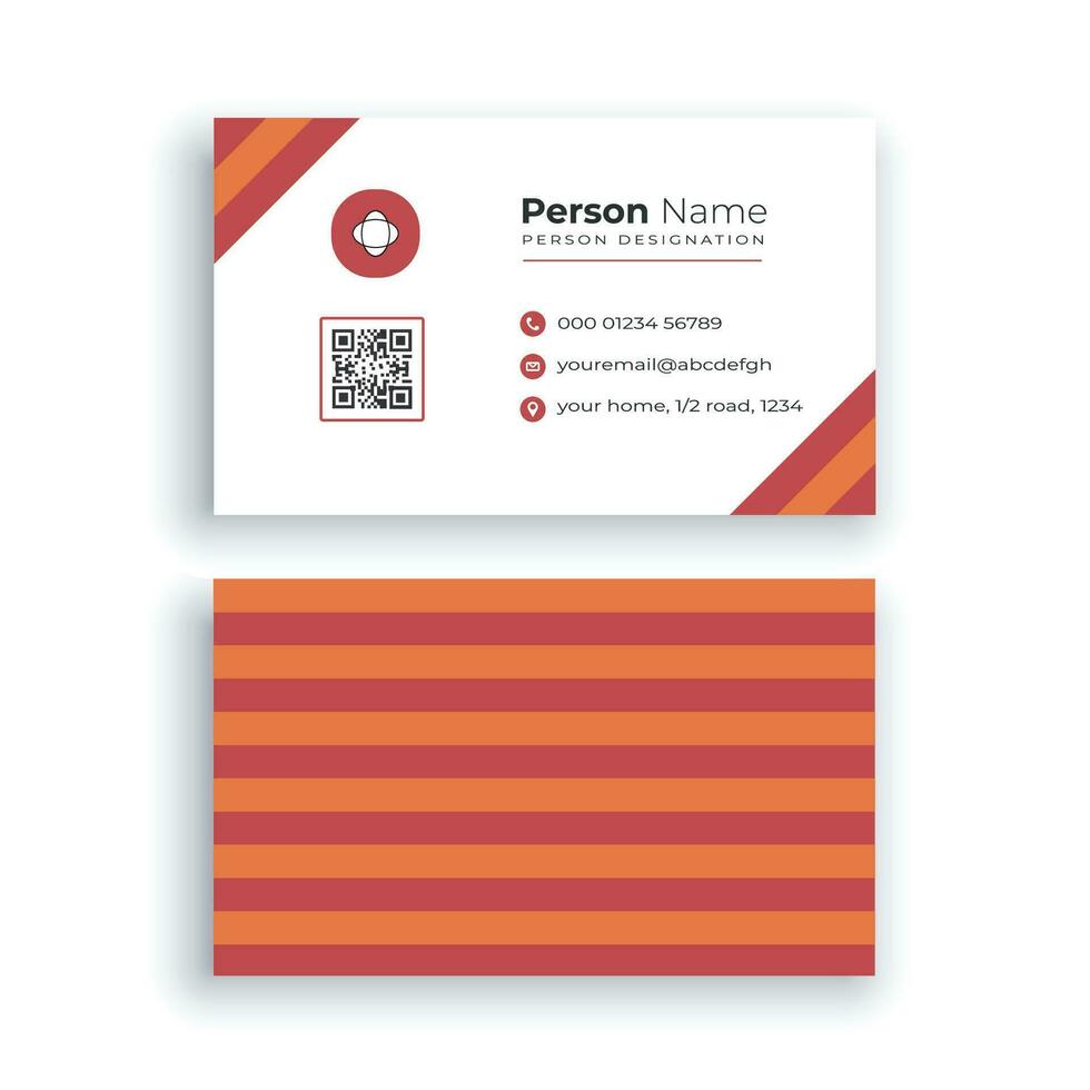 Redish stripe business card vector