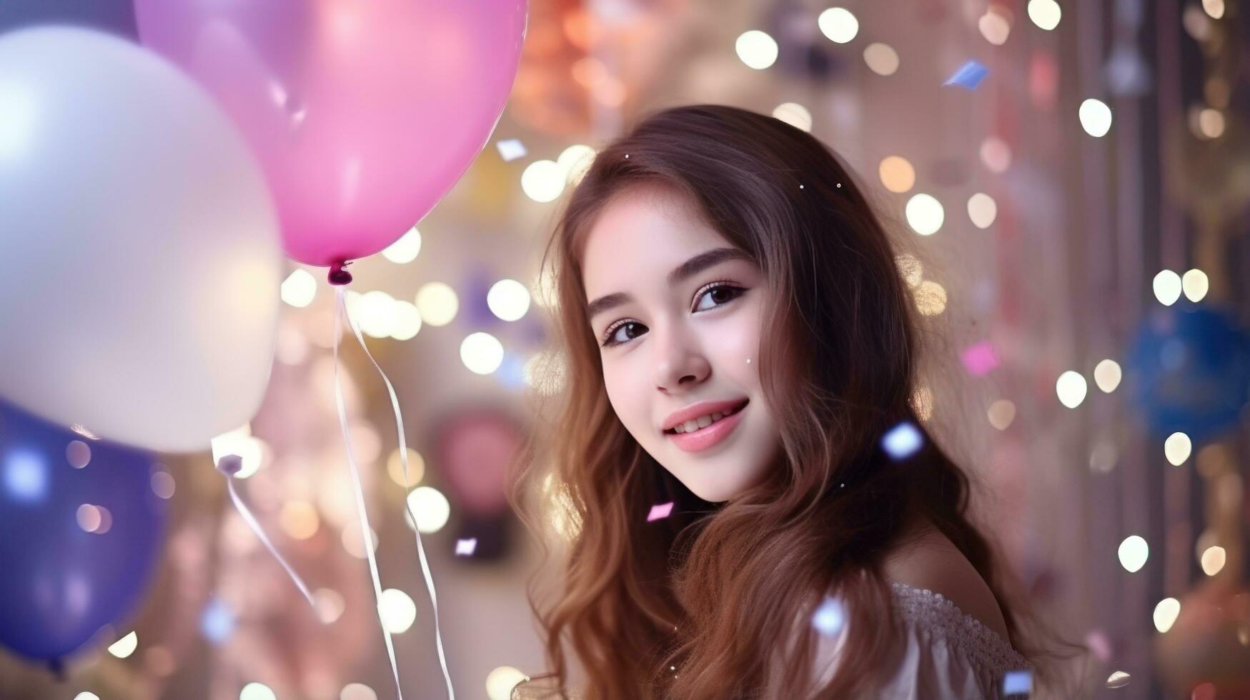 Happy Birthday background with girl photo