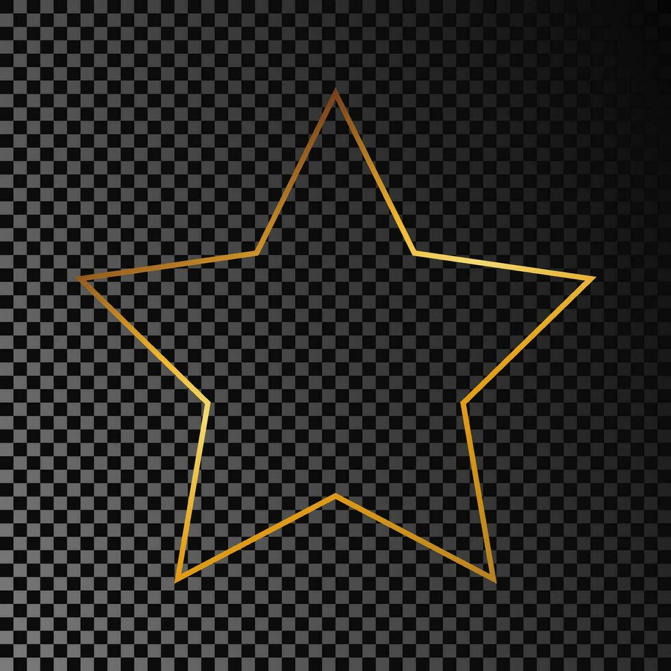 Gold glowing star shape frame isolated on dark vector