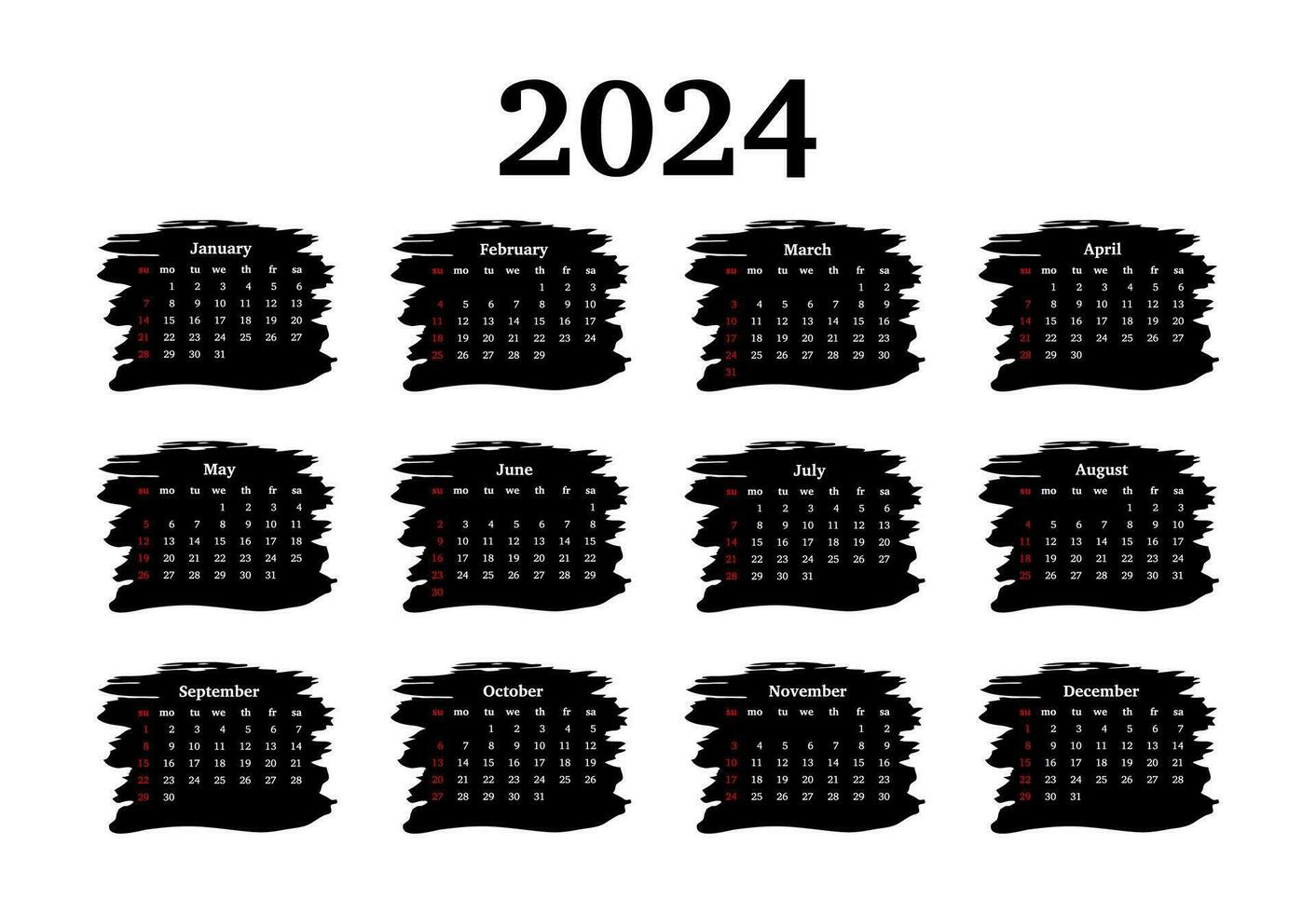 Calendar for 2024 isolated on a white background vector
