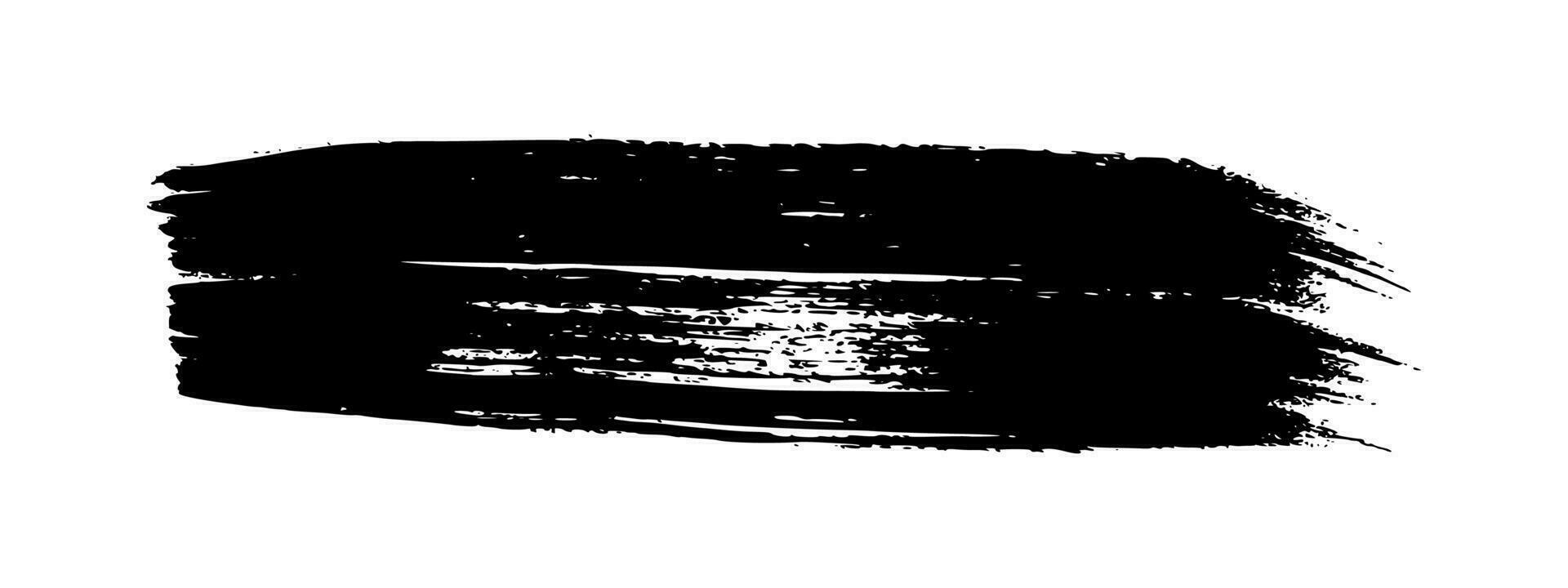 Black grunge brush stroke. Painted ink stripe. Ink spot isolated on white background. Vector illustration