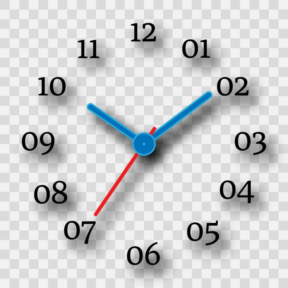 reloj marcar en un transparente antecedentes con un sombra. vector ilustración