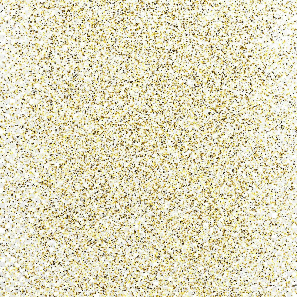 Gold glitter confetti backdrop isolated on white background. Celebratory texture with shining light effect. Vector illustration.