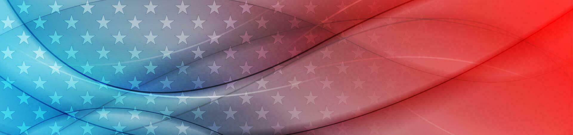 USA colors and stars abstract bright wavy background vector