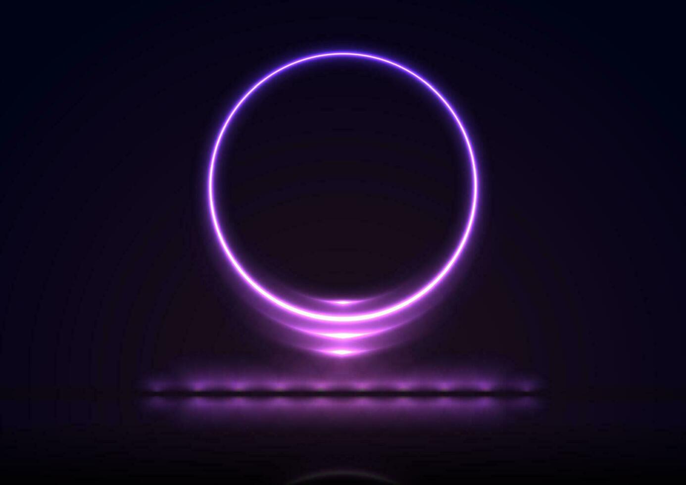 Glowing violet round neon sign technology background vector
