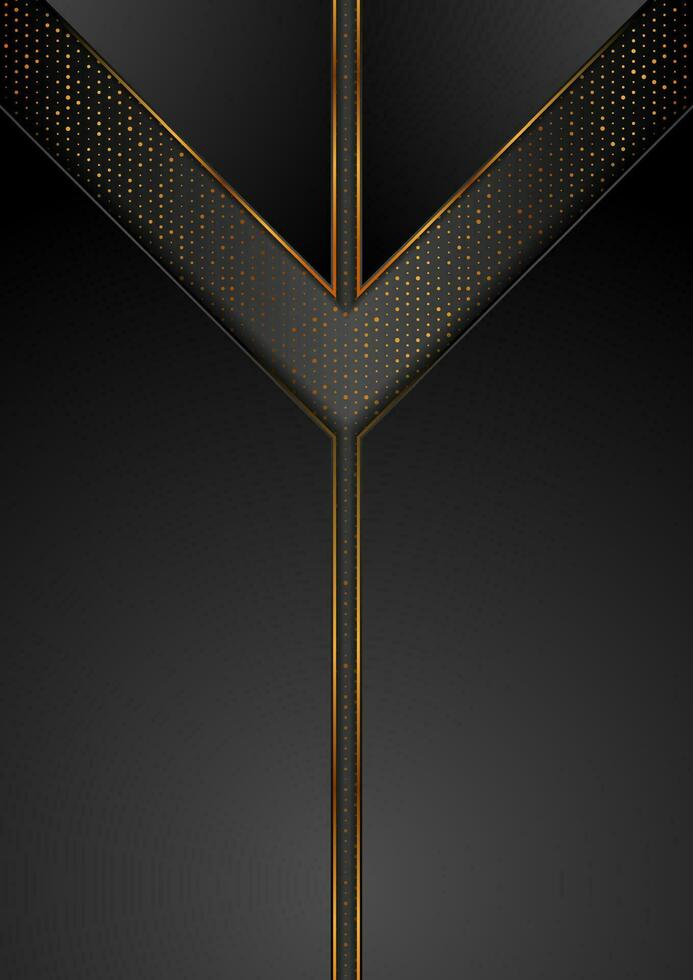 Black and golden abstract tech geometric background vector