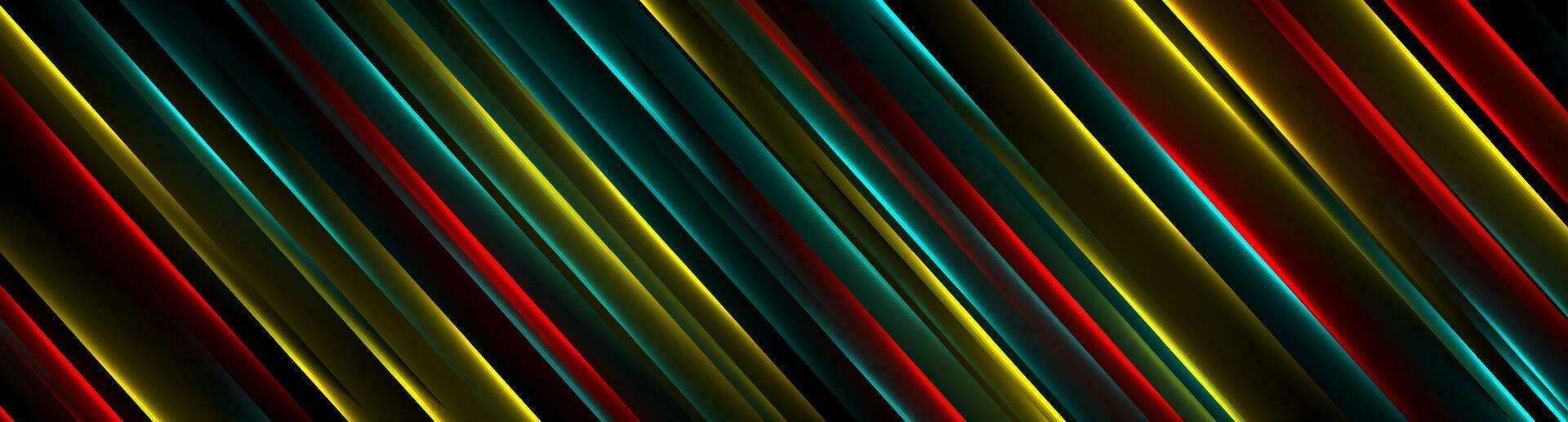 Colorful futuristic neon lines abstract hi-tech banner vector