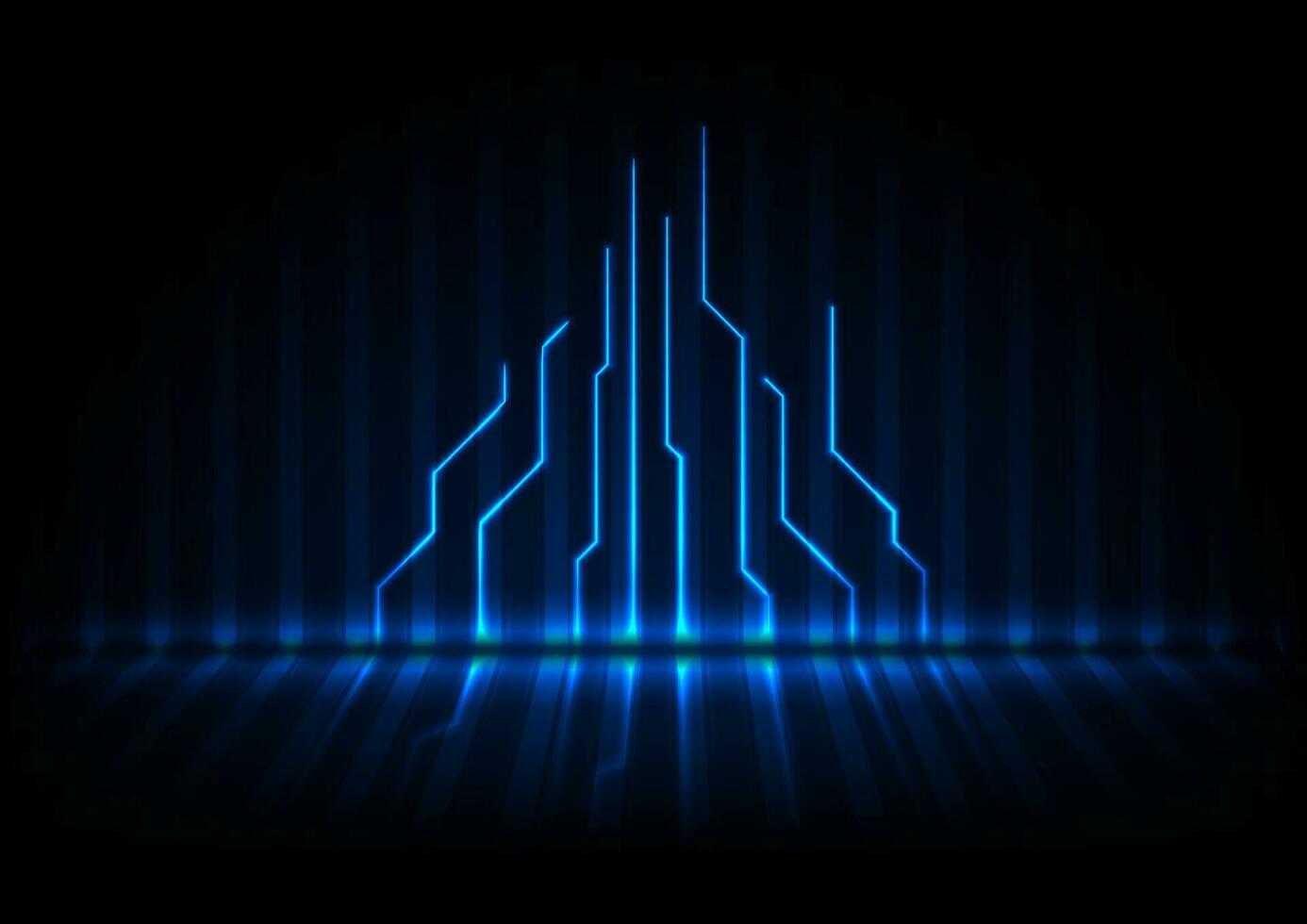 Glowing blue neon circuit board lines background vector