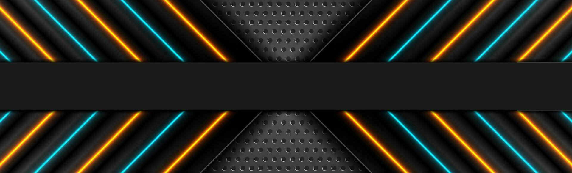 Futuristic technology background with cyan orange glowing arrows vector