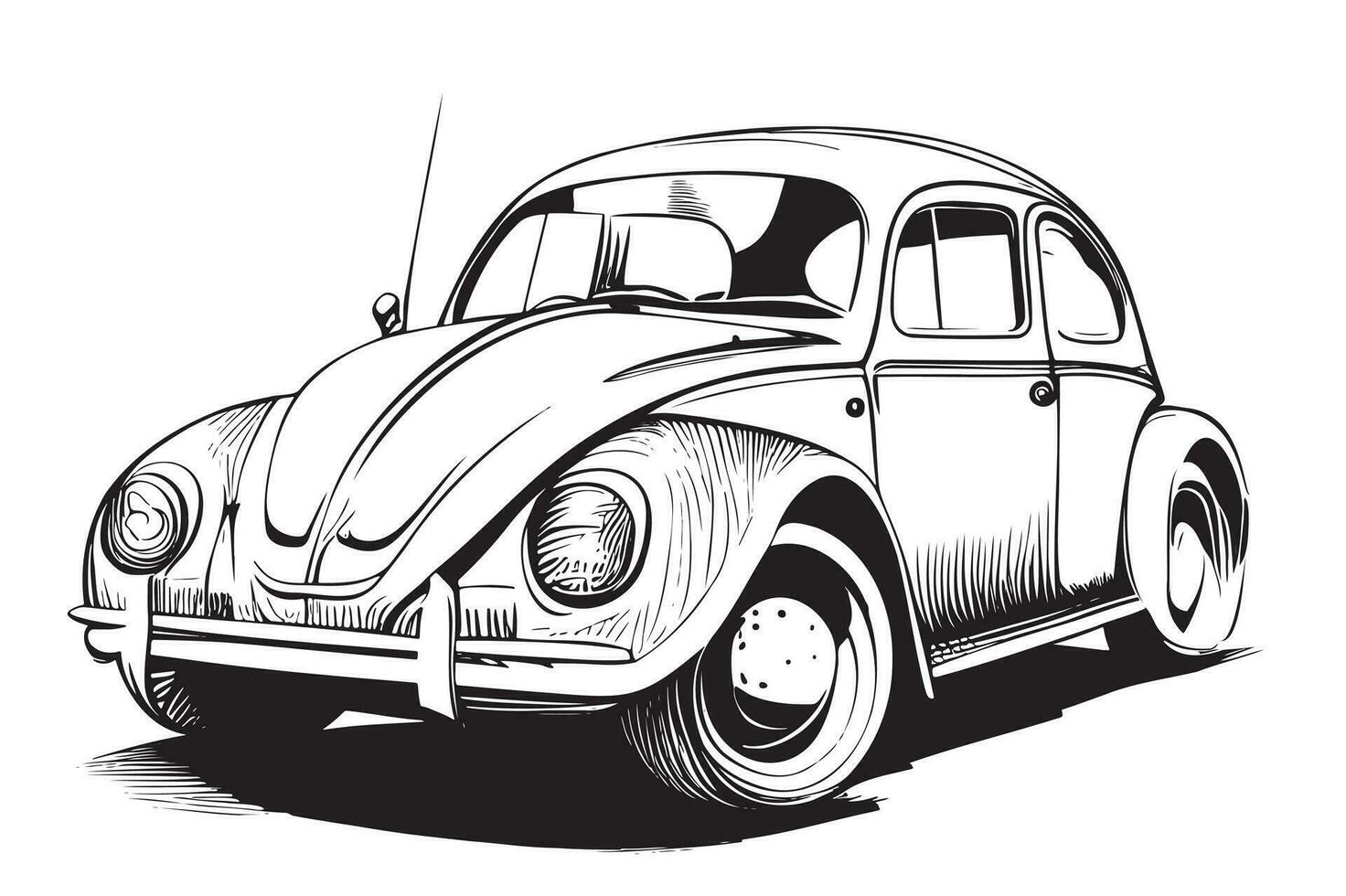 retro coche mano dibujado bosquejo en garabatear estilo vector ilustración transporte