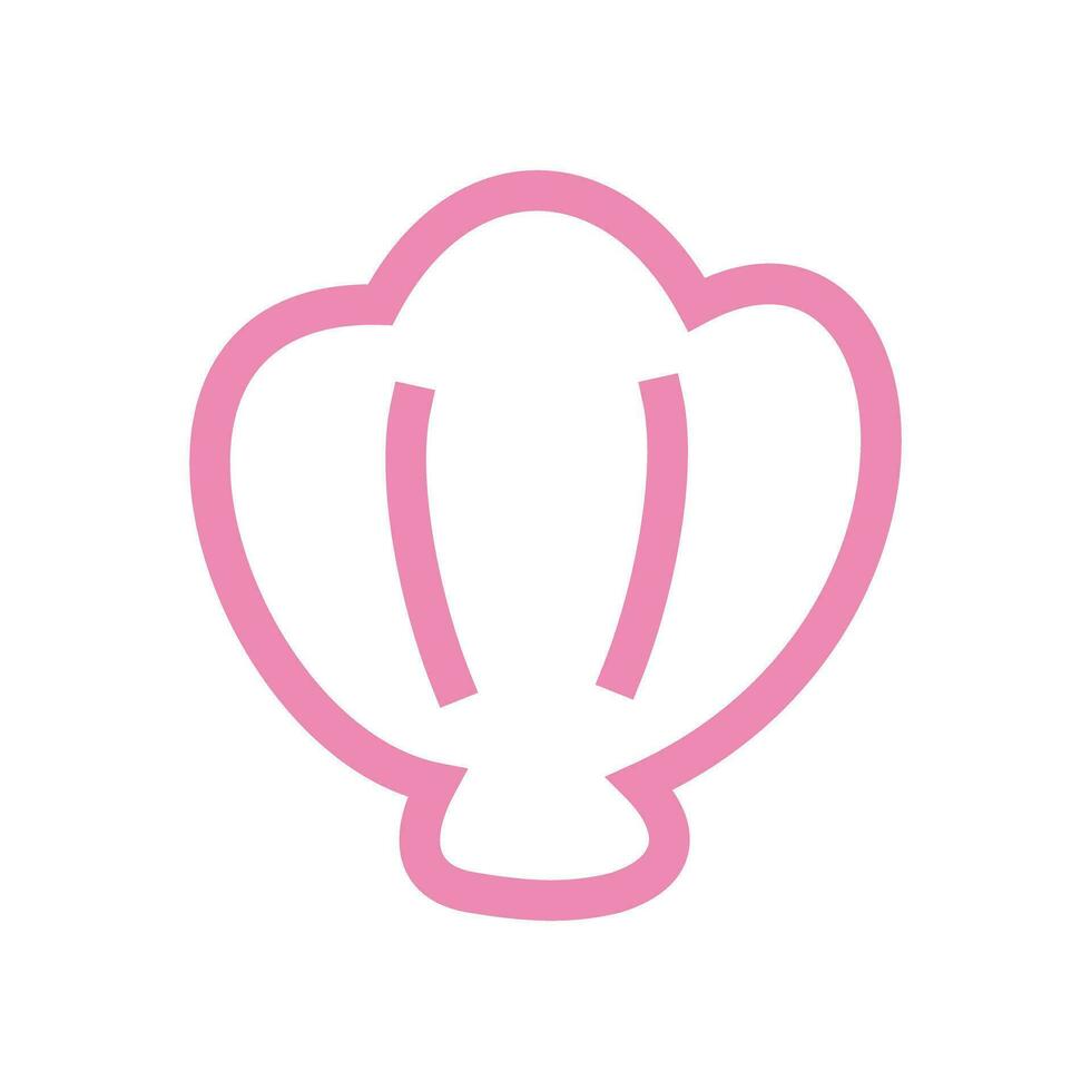 Cute clamp decorative icon illustration design graphic flat style pink color. Simple shell symbol in flat shape. vector
