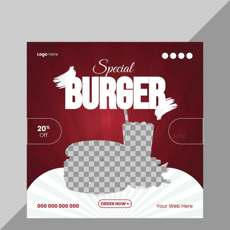 Creative Delicious Food Social Media Post Design vector