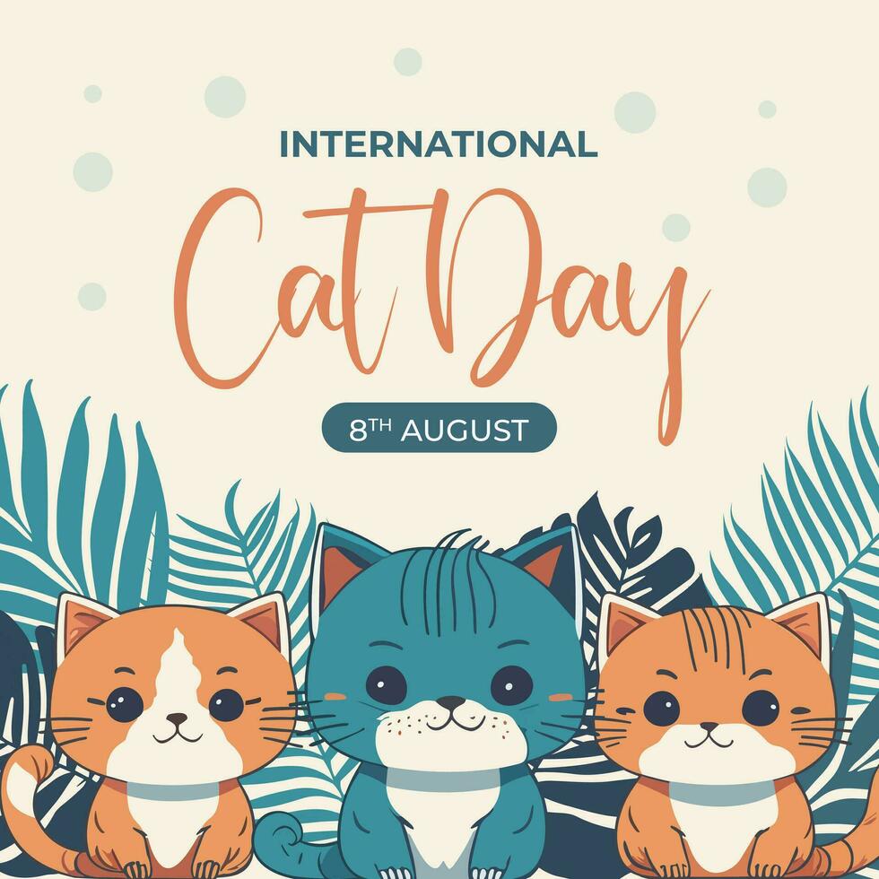 Hand drawn international cat day illustration vector