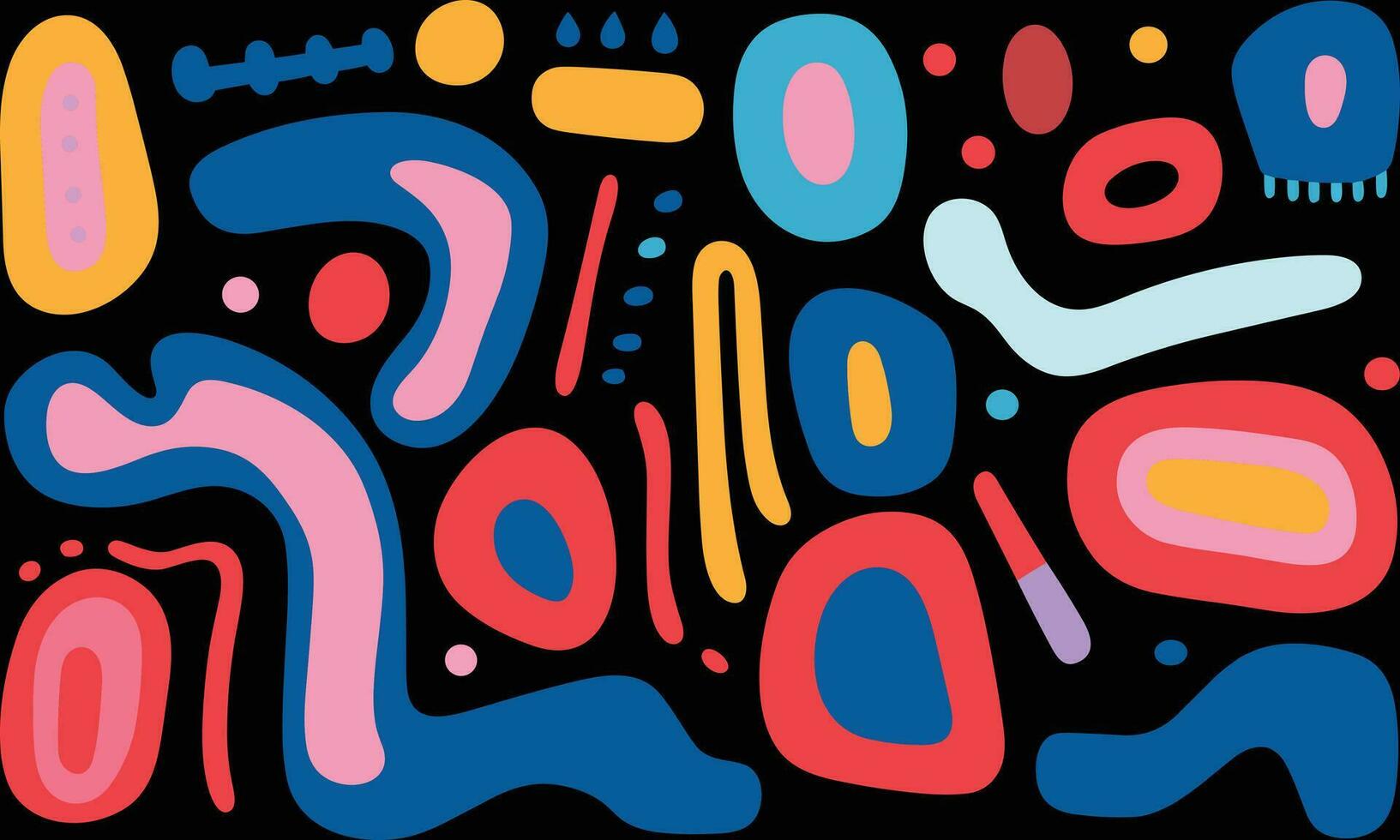 colorful geometric lines on a black background, in the style of whimsical doodles, bold brush strokes, jean arp, rectangular fields, minimalist palette vector