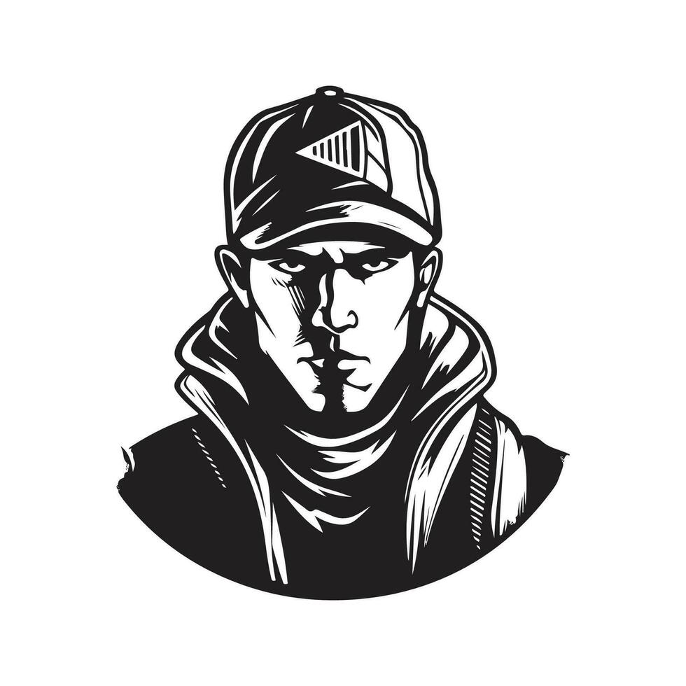 urbano ciudadano persona, Clásico logo línea Arte concepto negro y blanco color, mano dibujado ilustración vector