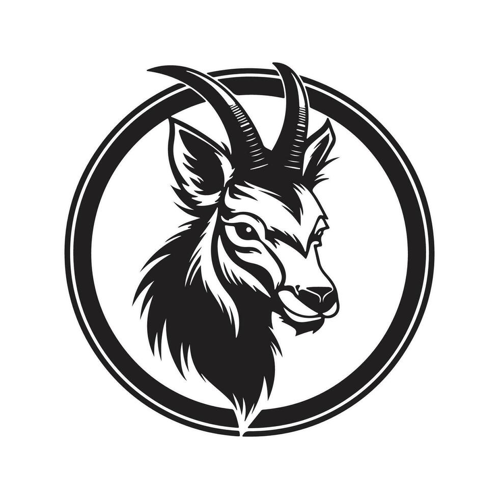 waterbuck mascot, vintage logo line art concept black and white color, hand drawn illustration vector