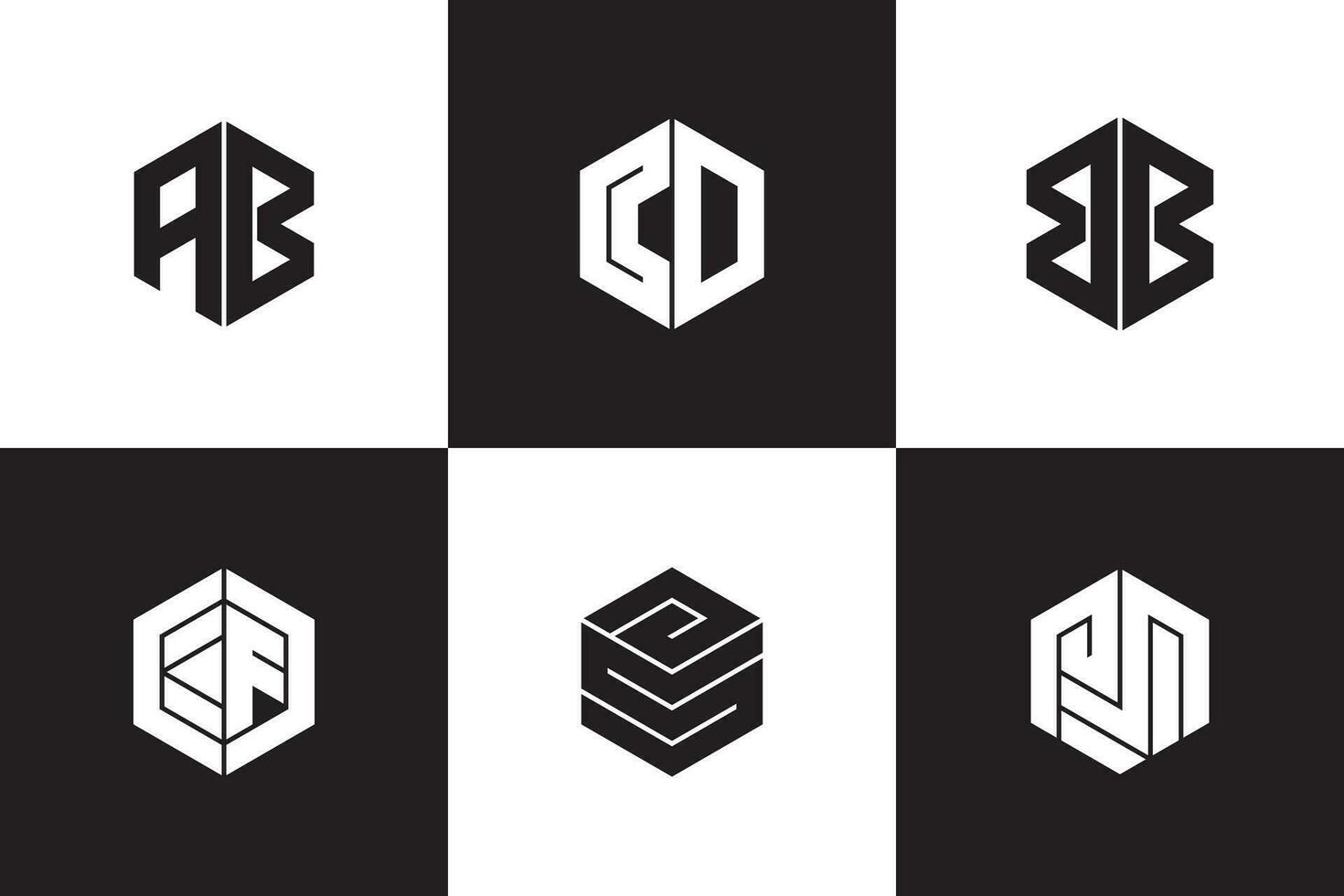 hexágono letra logo diseño haz paquete vector