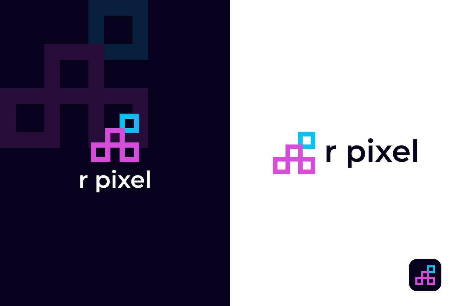 moderno mínimo r píxel logo diseño, píxel logo, r logo diseño vector modelo