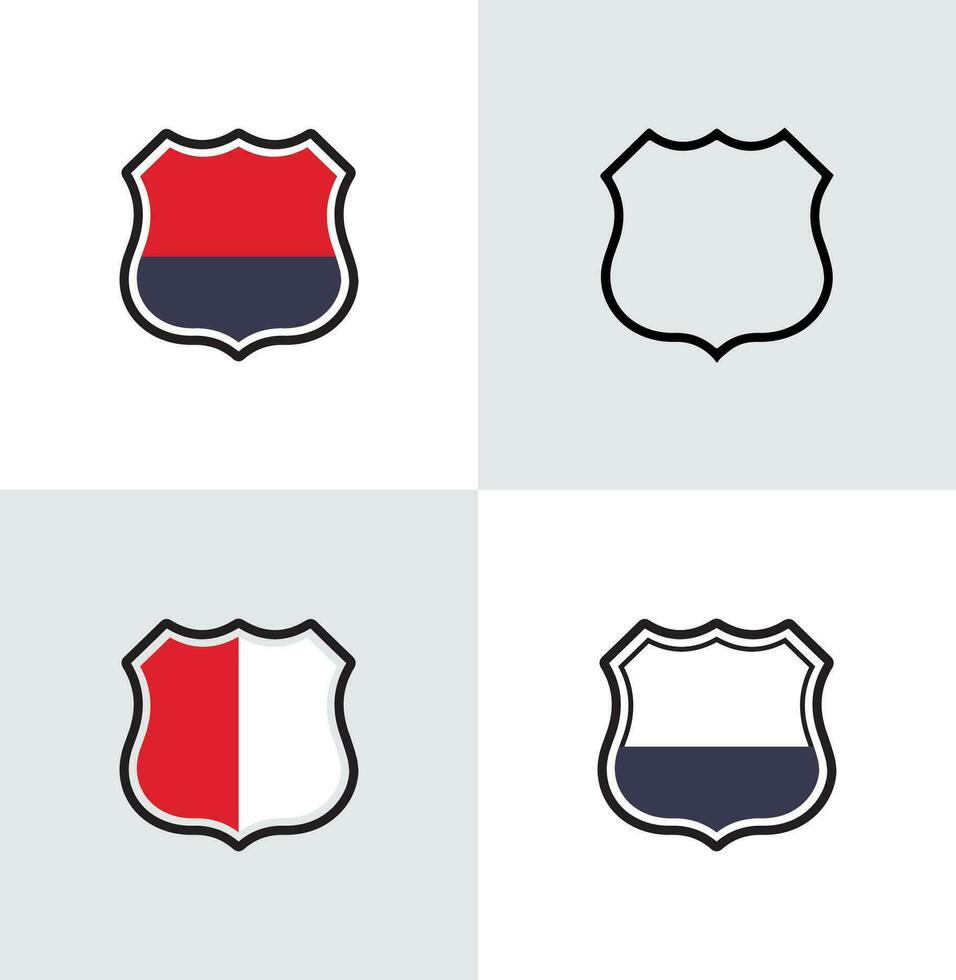 set of black shields on a white background, shield logo, shield logo shape, shield logo icon design, vector illustration template.shield shape for logo design