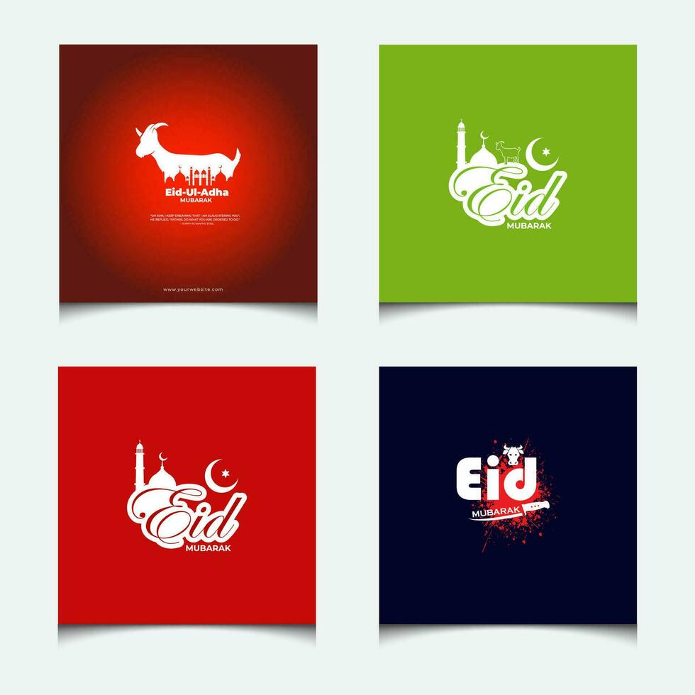 Set of Minimal Eid al adha social media post design pack vector template