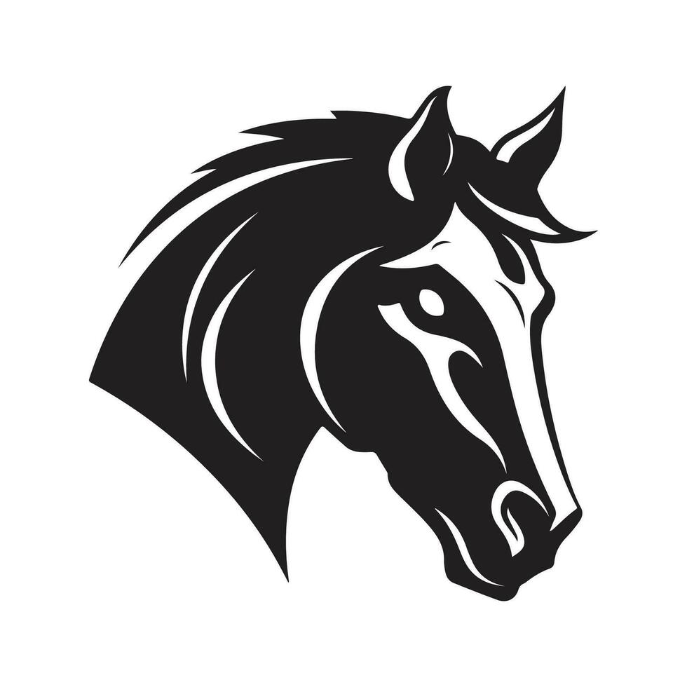 simple horse, vintage logo line art concept black and white color, hand drawn illustration vector