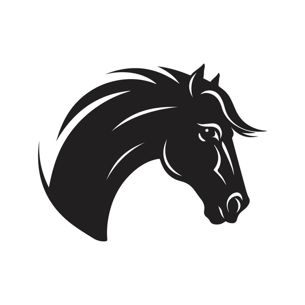 simple horse, vintage logo line art concept black and white color, hand drawn illustration vector