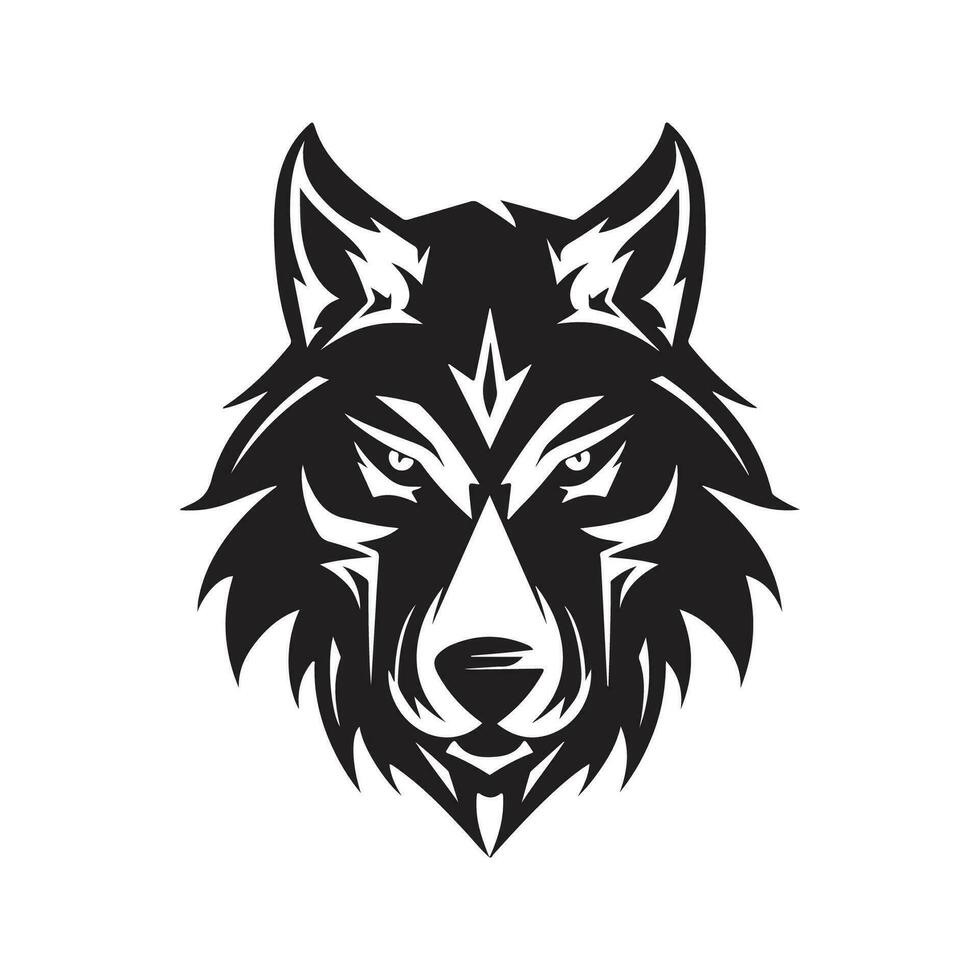 wolf simple, vintage logo line art concept black and white color, hand drawn illustration vector