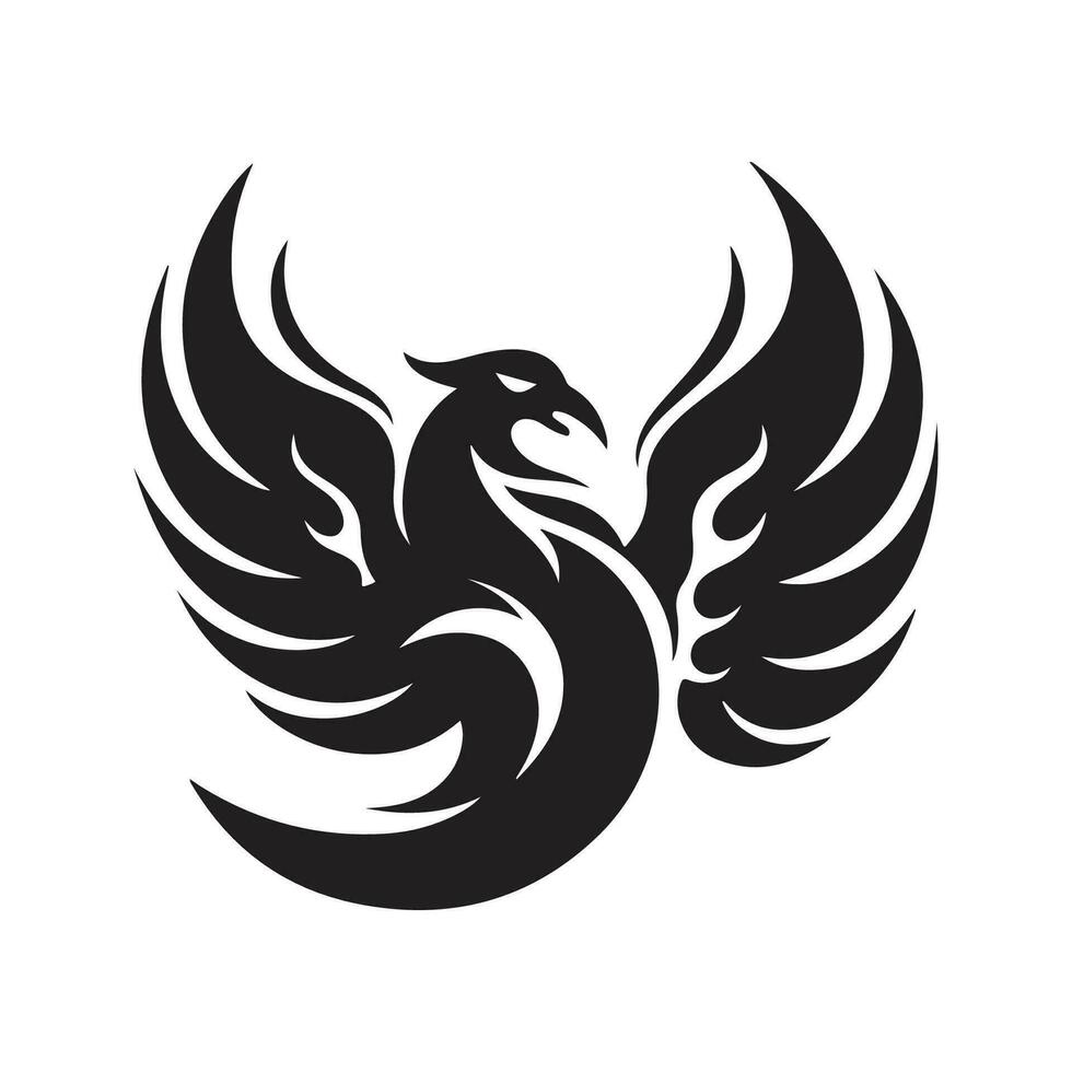 simple phoenix, vintage logo line art concept black and white color, hand drawn illustration vector