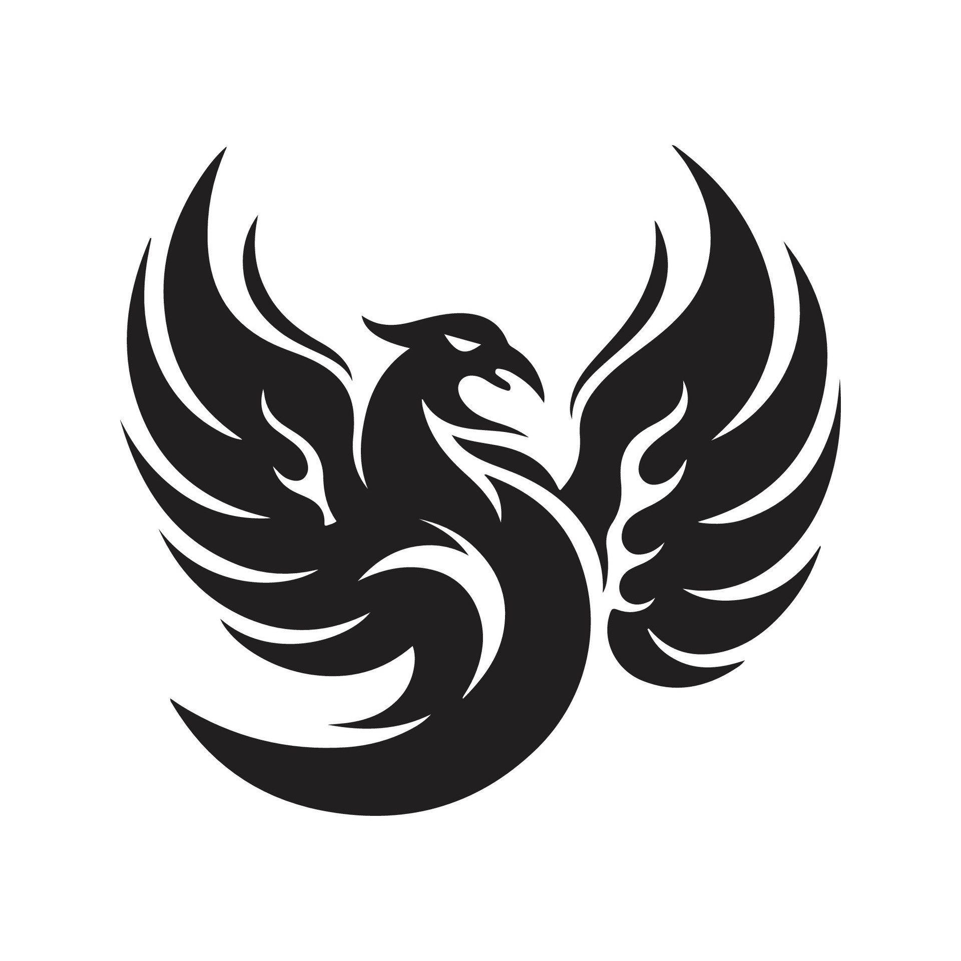 simple phoenix, vintage logo line art concept black and white color