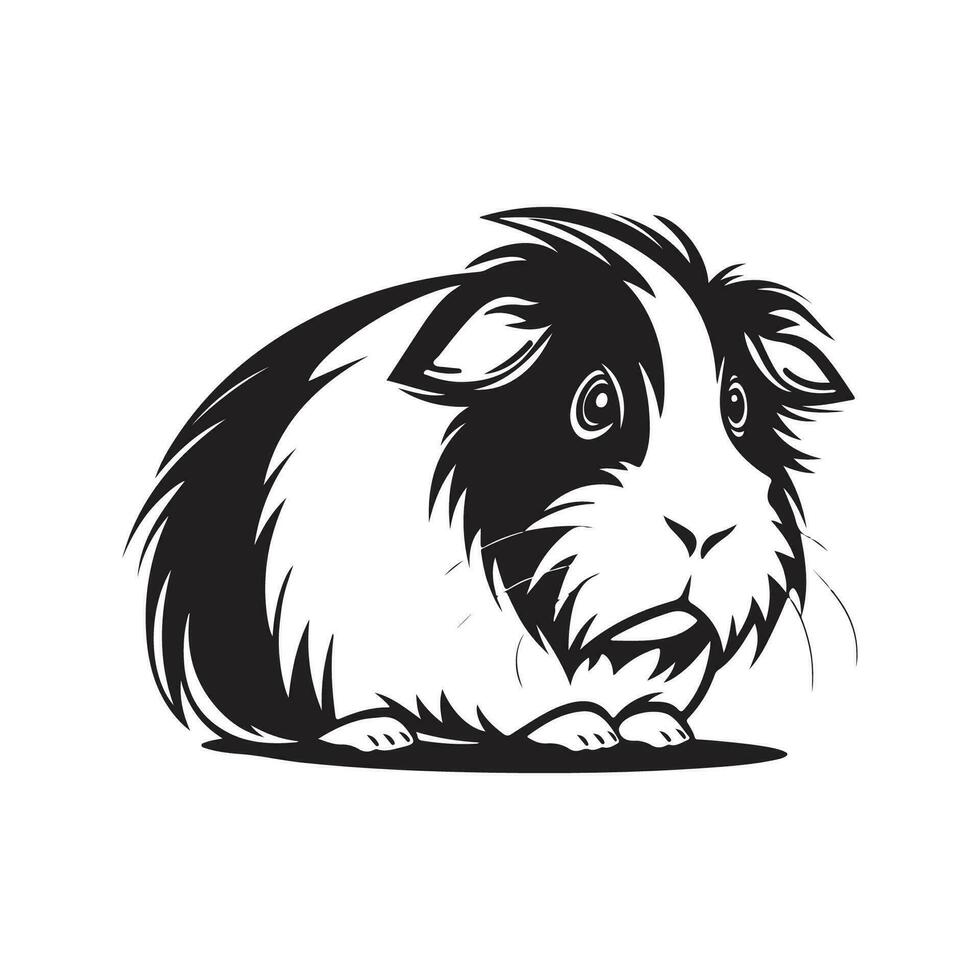 guinea pig mascot, vintage logo line art concept black and white color, hand drawn illustration vector