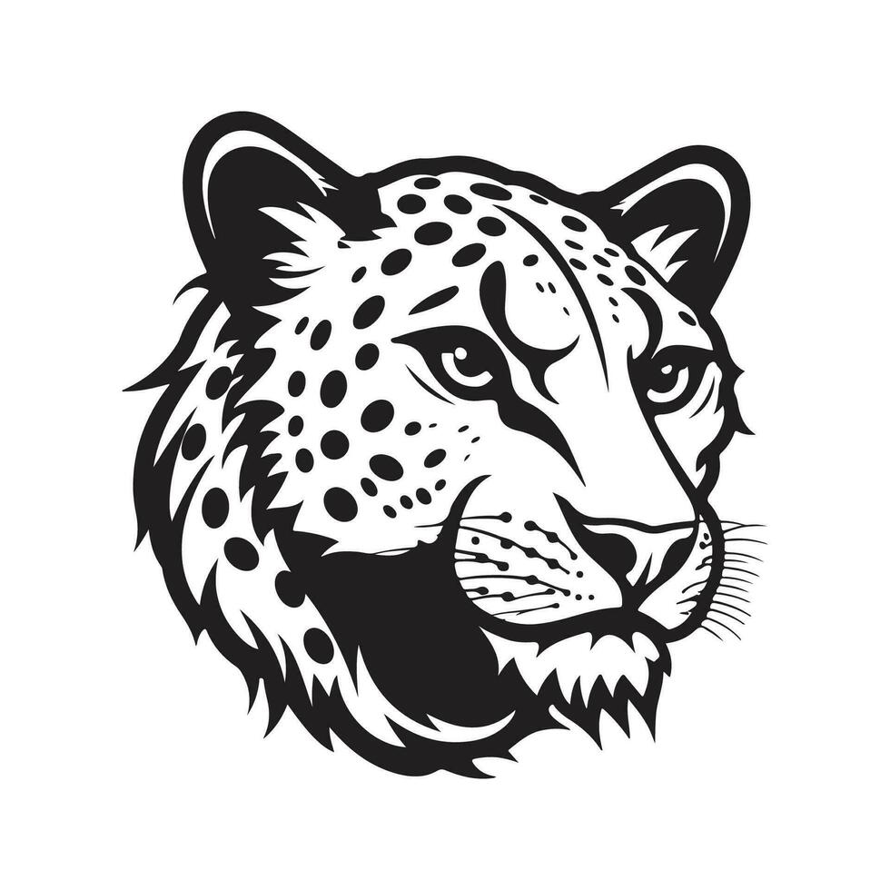 leopardo mascota, Clásico logo línea Arte concepto negro y blanco color, mano dibujado ilustración vector