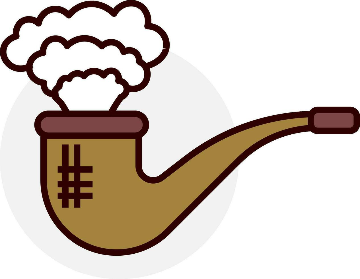 Smoking Pipe icon on grey round shape. vector