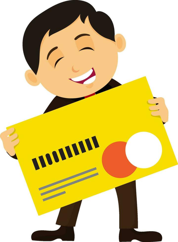 Businessman holding credit card. vector