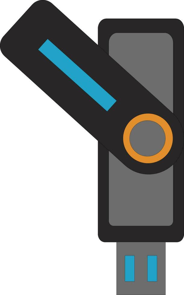 Grey and blue usb flash drive. vector