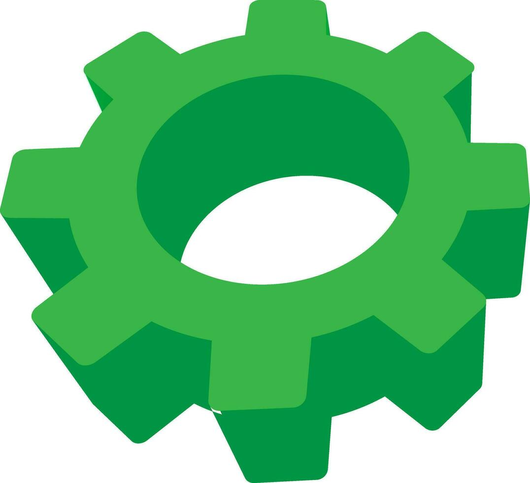 3D green cogwheel or gear. vector