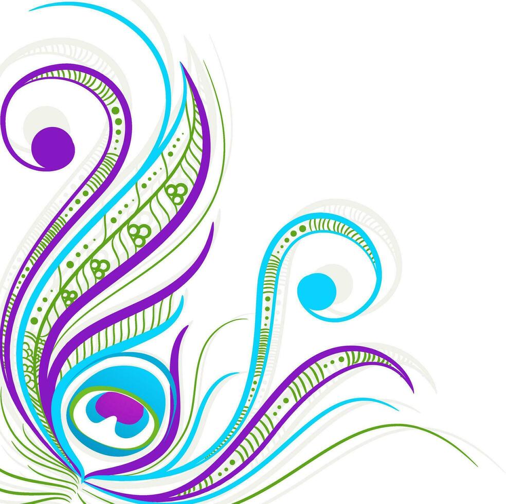 Colorful artistic peacock feather design. vector