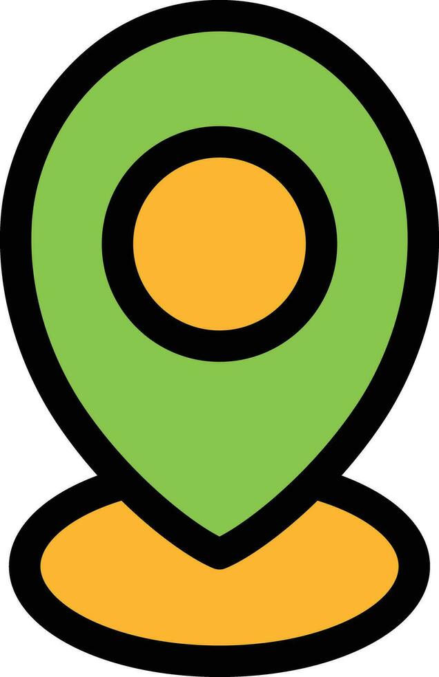 Location Pointer icon in yellow and green color. vector