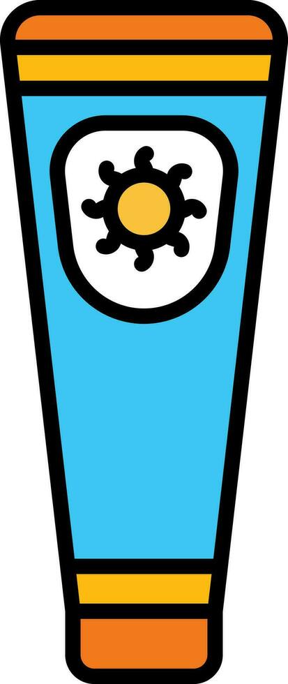 Sunscreen tube icon in blue and yellow color. vector