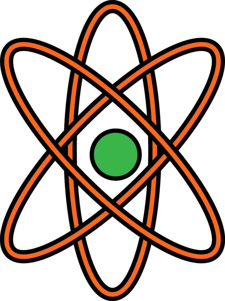 atómico estructura en naranja y verde color. vector